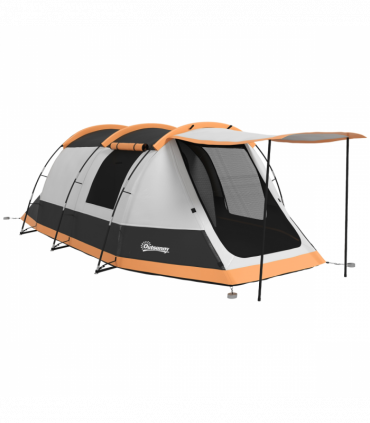 Outsunny Tunnel Tent with Bedroom, Living Room and Porch for 3-4 Man, Orange