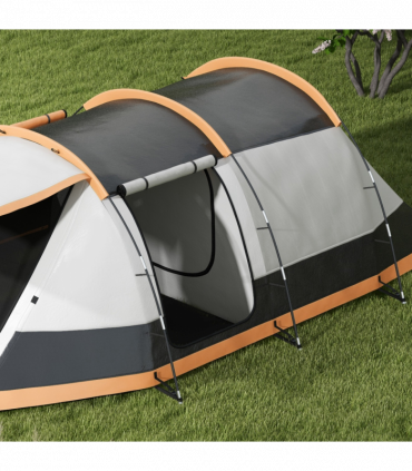 Outsunny Tunnel Tent with Bedroom, Living Room and Porch for 3-4 Man, Orange
