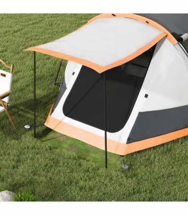Outsunny Tunnel Tent with Bedroom, Living Room and Porch for 3-4 Man, Orange