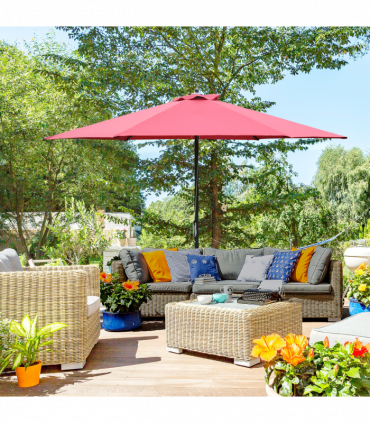 Outsunny Umbrella Parasol ?2.8x2.4 m, Steel, Polyester-Wine Red