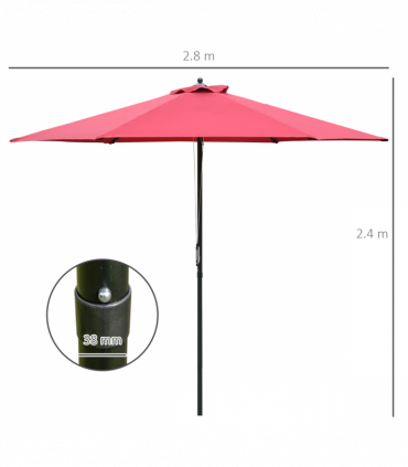 Outsunny Umbrella Parasol ?2.8x2.4 m, Steel, Polyester-Wine Red