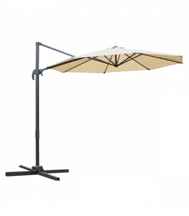 Outsunny Umbrella Parasol W/360� Rotation and Cross Base-Beige