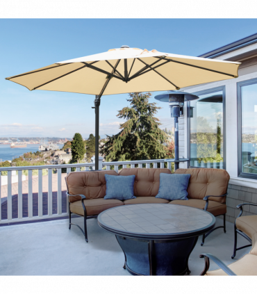 Outsunny Umbrella Parasol W/360� Rotation and Cross Base-Beige