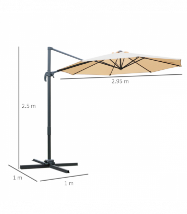 Outsunny Umbrella Parasol W/360� Rotation and Cross Base-Beige