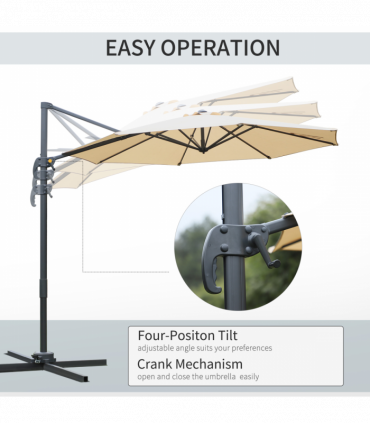 Outsunny Umbrella Parasol W/360� Rotation and Cross Base-Beige
