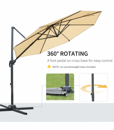 Outsunny Umbrella Parasol W/360� Rotation and Cross Base-Beige