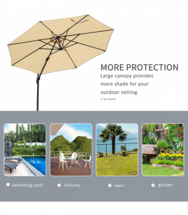 Outsunny Umbrella Parasol W/360� Rotation and Cross Base-Beige
