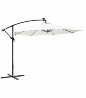 Outsunny Umbrella Parasol W/Solar Powered LED stripes, ?2.95x2.45H m-Cream