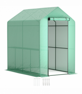 Outsunny Walk in Greenhouse w/Shelves Steeple Grow House 120 x 186 x 190 cm