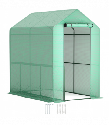 Outsunny Walk in Greenhouse w/Shelves Steeple Grow House 120 x 186 x 190 cm