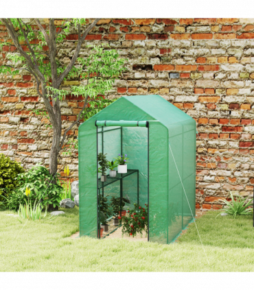 Outsunny Walk in Greenhouse w/Shelves Steeple Grow House 120 x 186 x 190 cm