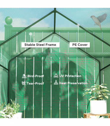 Outsunny Walk in Greenhouse w/Shelves Steeple Grow House 120 x 186 x 190 cm