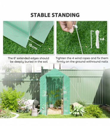 Outsunny Walk in Greenhouse w/Shelves Steeple Grow House 120 x 186 x 190 cm