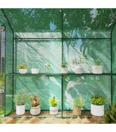 Outsunny Walk in Greenhouse w/Shelves Steeple Grow House 120 x 186 x 190 cm