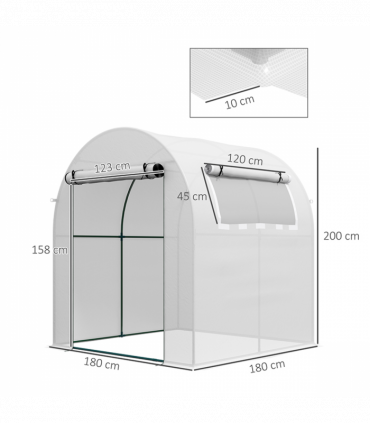 Outsunny Walk in Polytunnel Greenhouse with Roll-up Window and Door, White