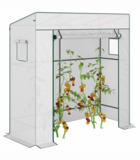 Outsunny Walk-in Garden Green House  Large Roll-up Door and 2 Mesh Windows White