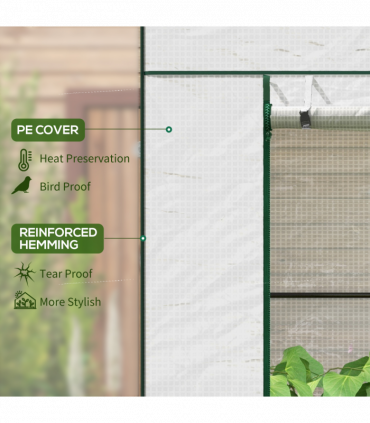 Outsunny Walk-in Garden Green House  Large Roll-up Door and 2 Mesh Windows White
