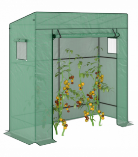 Outsunny Walk-in Garden Green House with Large Roll-up Door and 2 Mesh Windows