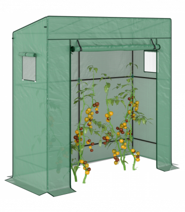 Outsunny Walk-in Garden Green House with Large Roll-up Door and 2 Mesh Windows