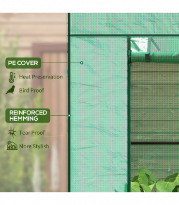 Outsunny Walk-in Garden Green House with Large Roll-up Door and 2 Mesh Windows