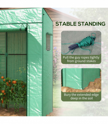 Outsunny Walk-in Garden Green House with Large Roll-up Door and 2 Mesh Windows
