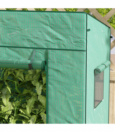 Outsunny Walk-in Garden Green House with Large Roll-up Door and 2 Mesh Windows