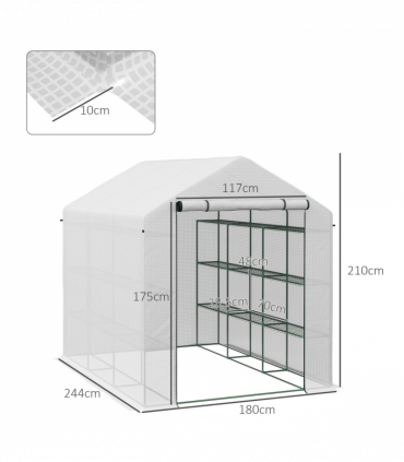 Outsunny Walk-in Garden Greenhouse Shelves Polytunnel Steeple Grow House