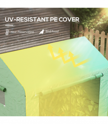 Outsunny Walk-in Green House with Roll-up Door and Mesh Windows, 200x140x200cm