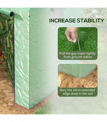 Outsunny Walk-in Green House with Roll-up Door and Mesh Windows, 200x140x200cm