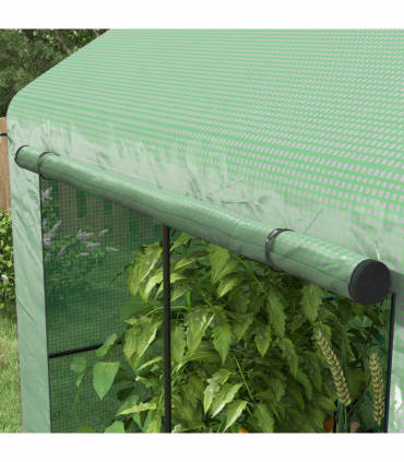 Outsunny Walk-in Green House with Roll-up Door and Mesh Windows, 200x140x200cm