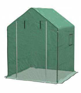 Outsunny Walk-in Greenhouse Cover Replacement with Door and Mesh Windows, Green