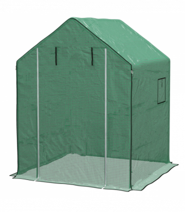 Outsunny Walk-in Greenhouse Cover Replacement with Door and Mesh Windows, Green