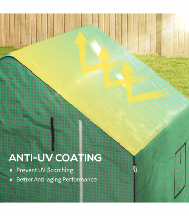 Outsunny Walk-in Greenhouse Cover Replacement with Door and Mesh Windows, Green
