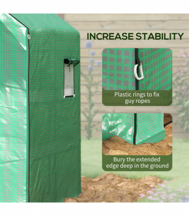 Outsunny Walk-in Greenhouse Cover Replacement with Door and Mesh Windows, Green