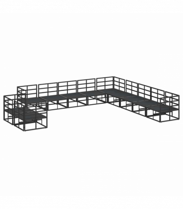 Garden Sofa Set with Cushion 11 pcs Black Aluminium