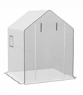 Outsunny Walk-in Greenhouse Cover Replacement with Door and Mesh Windows, White