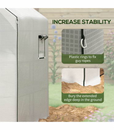 Outsunny Walk-in Greenhouse Cover Replacement with Door and Mesh Windows, White