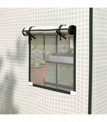 Outsunny Walk-in Greenhouse Cover Replacement with Door and Mesh Windows, White