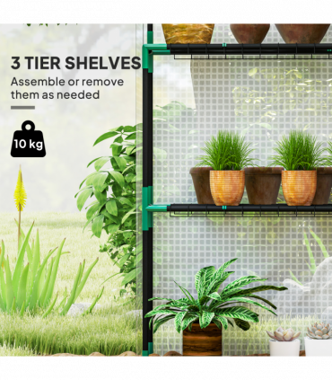 Outsunny Walk-in Greenhouse with 4 Shelves, Outdoor Small Greenhouse, White