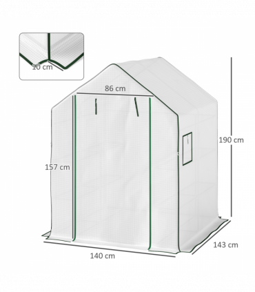 Outsunny Walk-in Greenhouse with 8 Shelves, Outdoor Small Greenhouse, White