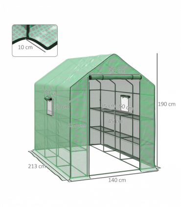 Outsunny Walk-in Outdoor Green House with Door and Mesh Windows, Green