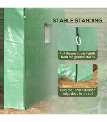 Outsunny Walk-in Outdoor Green House with Door and Mesh Windows, Green