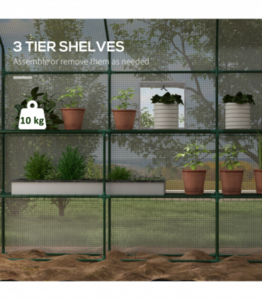 Outsunny Walk-in Outdoor Green House with Door and Mesh Windows, White