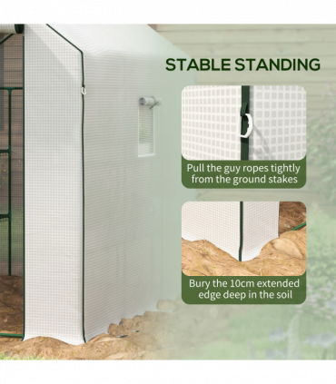 Outsunny Walk-in Outdoor Green House with Door and Mesh Windows, White