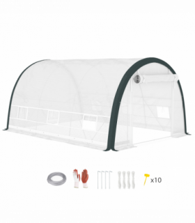 Outsunny Walk-in Tunnel Greenhouse, Upgraded Structure, Mesh Door & Windows