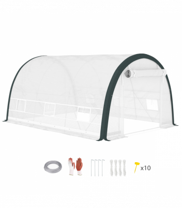 Outsunny Walk-in Tunnel Greenhouse, Upgraded Structure, Mesh Door & Windows
