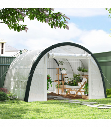 Outsunny Walk-in Tunnel Greenhouse, Upgraded Structure, Mesh Door & Windows