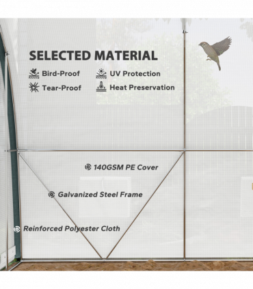 Outsunny Walk-in Tunnel Greenhouse, Upgraded Structure, Mesh Door & Windows