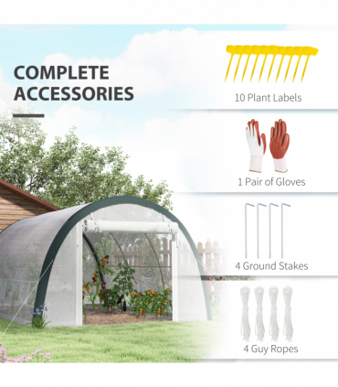 Outsunny Walk-in Tunnel Greenhouse, Upgraded Structure, Mesh Door & Windows