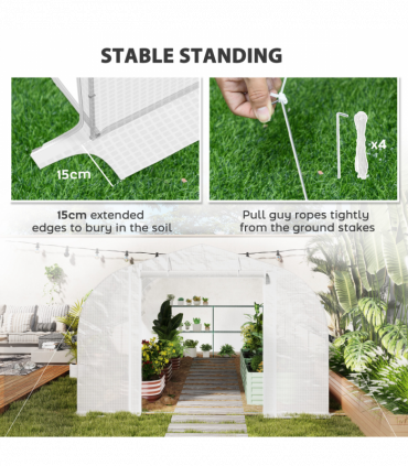 Outsunny Walk-in Tunnel Greenhouse, Upgraded Structure, Mesh Door & Windows